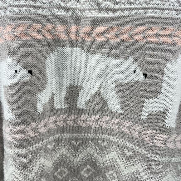 AEO polar bear sweater neutral scoop neck 3/4 sleeve large - Picture 5 of 7